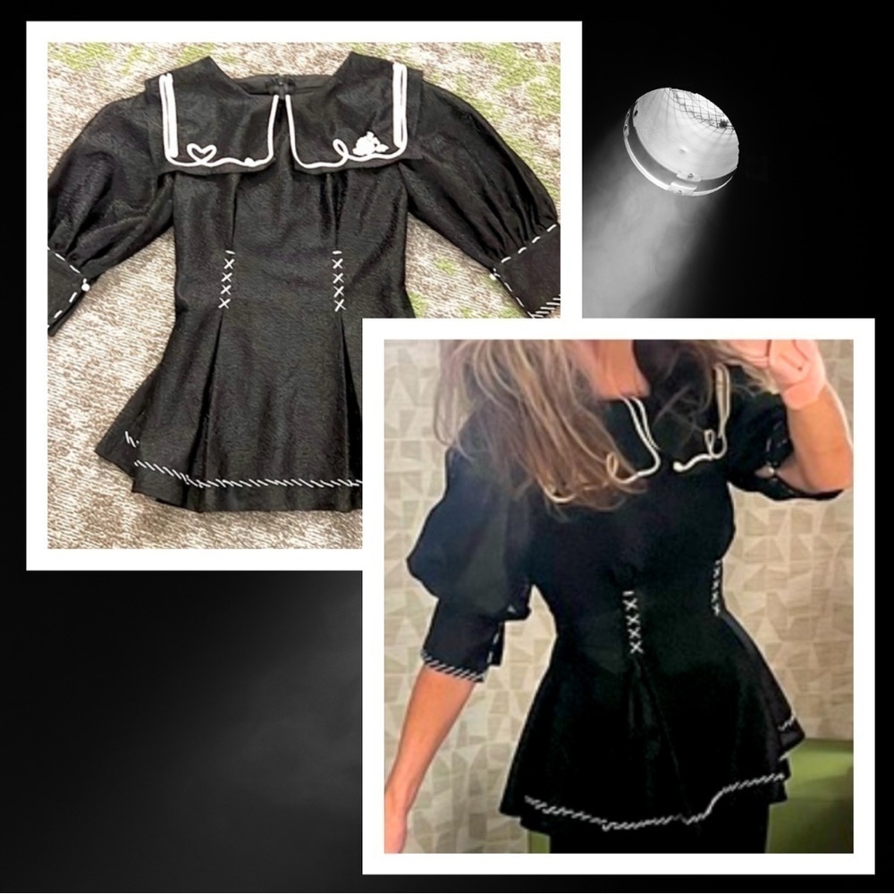 🖤Amy Store, Incredible and Perfect, Unique Peplum Blouse, Size Medium - Picture 6 of 9